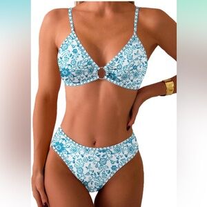 Floral Blue Bikini Set